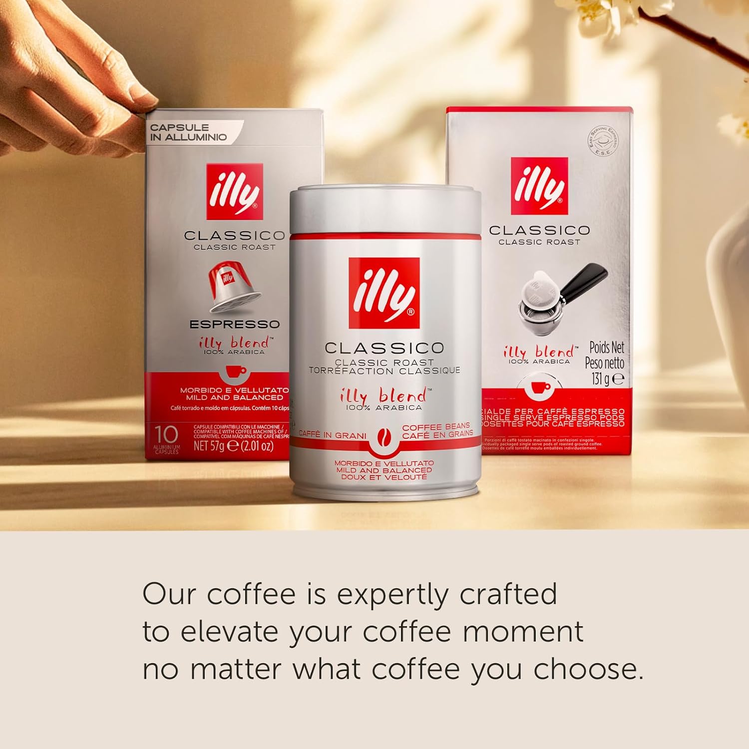 medium roast classico blend with tasting notes of caramel, orange blossom, and jasmine