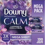 Downy CALM Mega Dryer Sheets – Lavender Vanilla Bedtime Laundry Softener for a Calming Nightly Routine