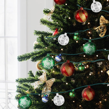 MerryMuse Ball Ornament String Lights, Cozy Housewarming Gift for Her with Patterned Star and Snowflake Bulbs