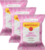 Burt's Bees Micellar Rose Water Facial Towelettes – Nightly Self-Care Ritual for Sensitive Skin, Calming Makeup Remover Cloths