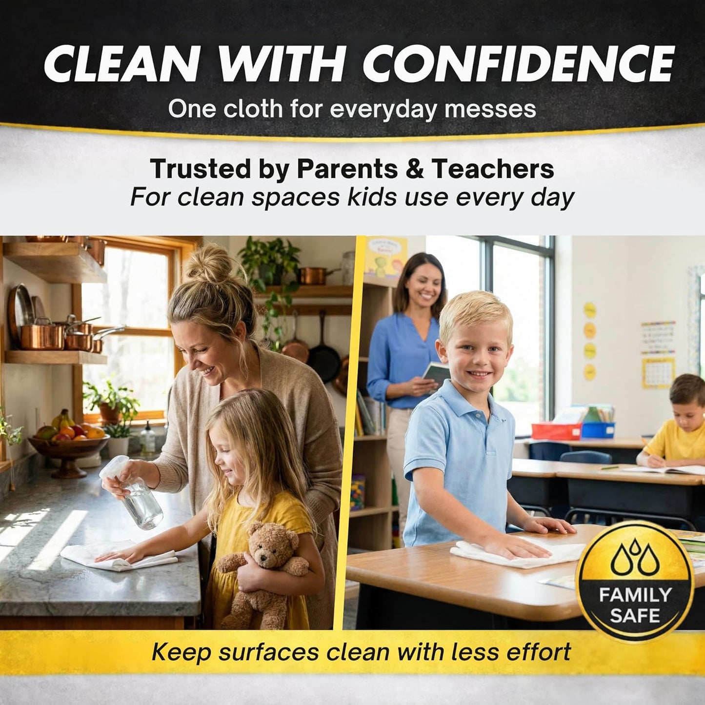 Microfiber Magic Streak Free Cleaning Cloth – Neutral Countertop Cloth for Minimalist Kitchens, Just Water