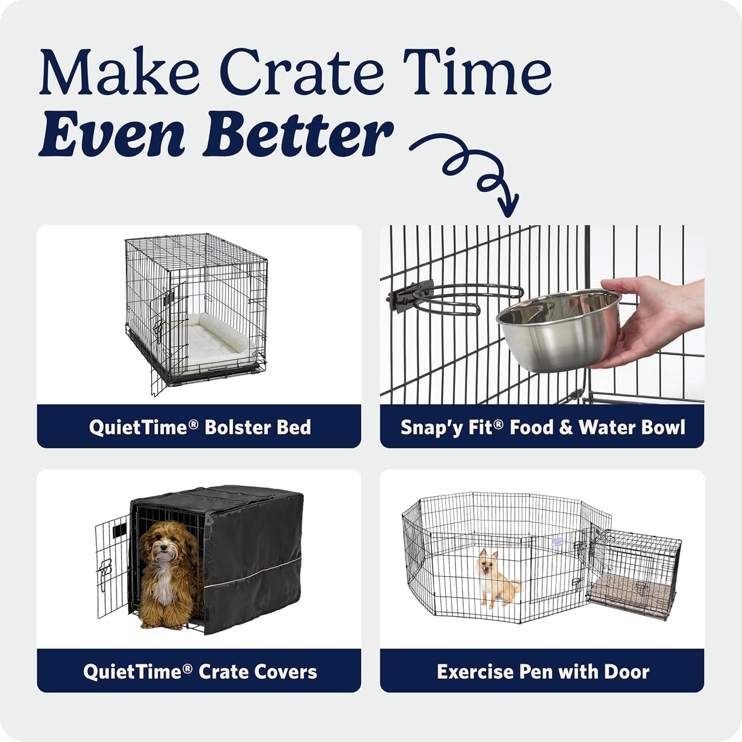 MidWest iCrate 30-Inch Heavy-Duty Wire Crate with Safety Latch, Escape-Proof Kennel for Anxious Medium-Breed Dogs