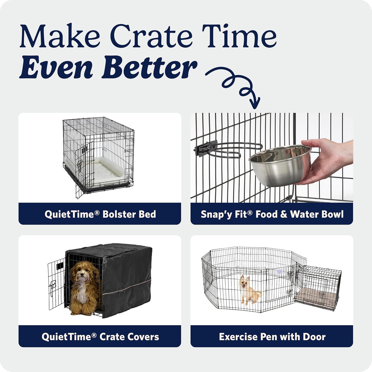MidWest iCrate 30-Inch Heavy-Duty Wire Crate with Safety Latch, Escape-Proof Kennel for Anxious Medium-Breed Dogs