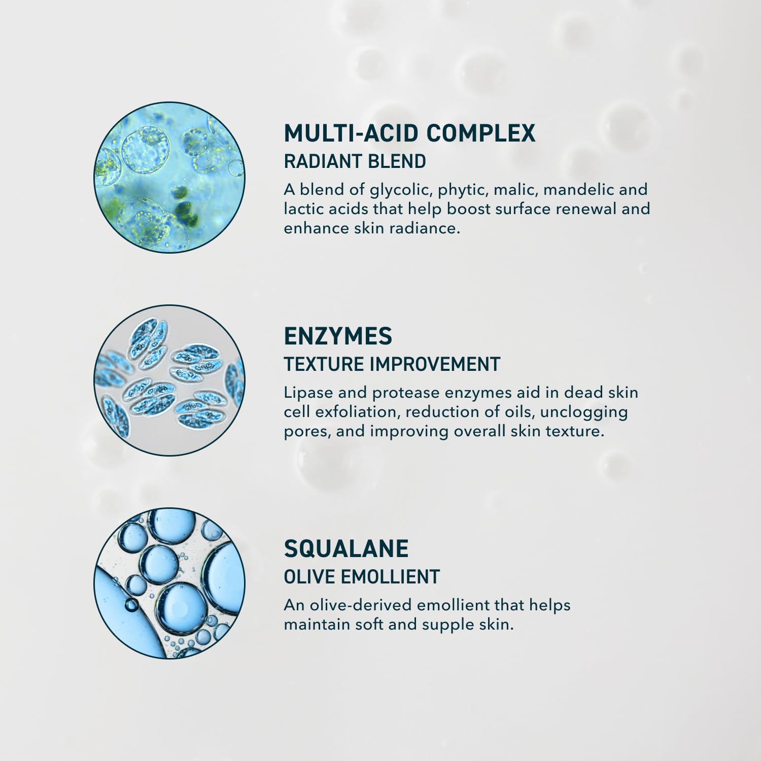 milk-based leave-on solution enriched with squalane for moisture retention during exfoliation