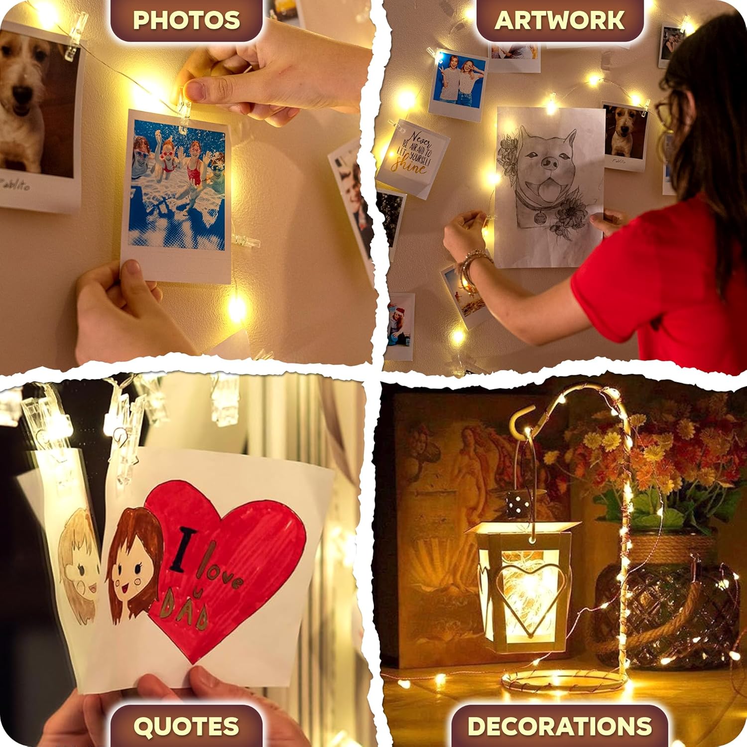 Mind-Glowing Photo Clips String Light - Thoughtful Housewarming Gift Idea, Picture Display String Lights with Clips for Living Room and Apartment