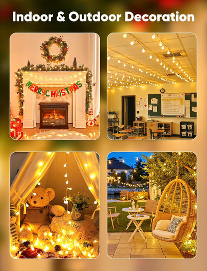 Minetom Globe String Lights – Safe Nursery & Kids Room Ambient Lighting, 6-Hour Auto Timer Shatterproof Cool-Touch Plug-in Fairy Lights