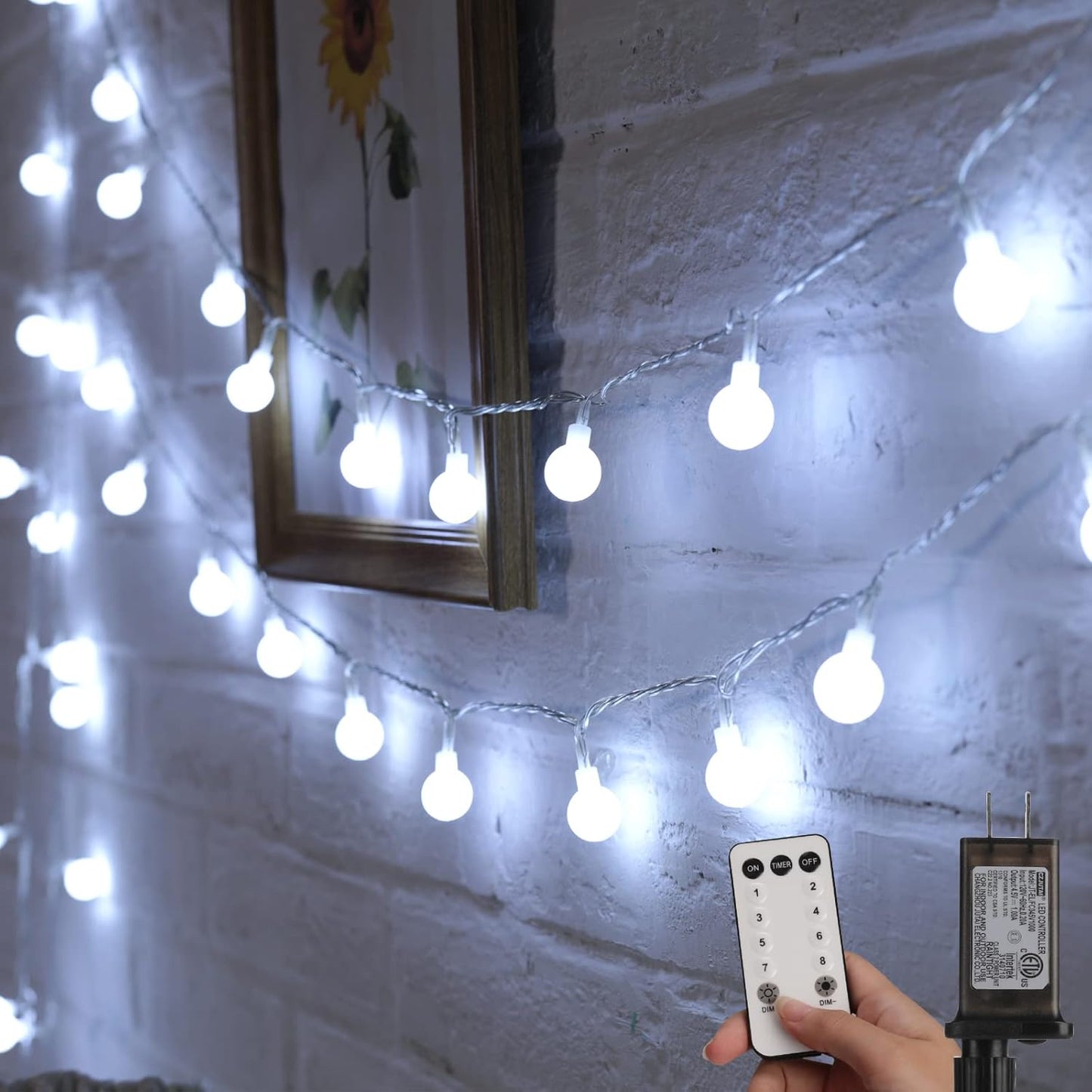 Minetom Globe String Lights – Safe Nursery & Kids Room Ambient Lighting, 6-Hour Auto Timer Shatterproof Cool-Touch Plug-in Fairy Lights