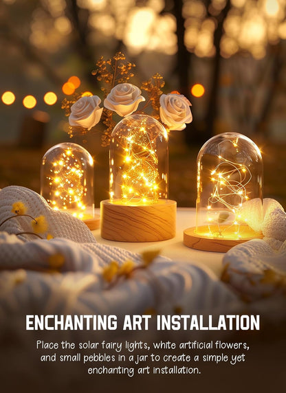 Minetom Solar Patio Lights, 100 LED 33Ft Dusk to Dawn Outdoor String Lights for Garden Pergola and Porch