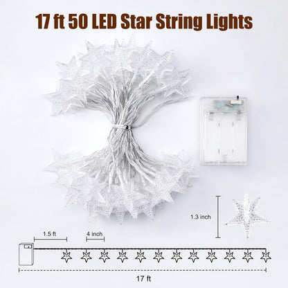Minetom Star String Lights Battery Operated – Understated Neutral Tone Decor for Clutter-Free Living Spaces