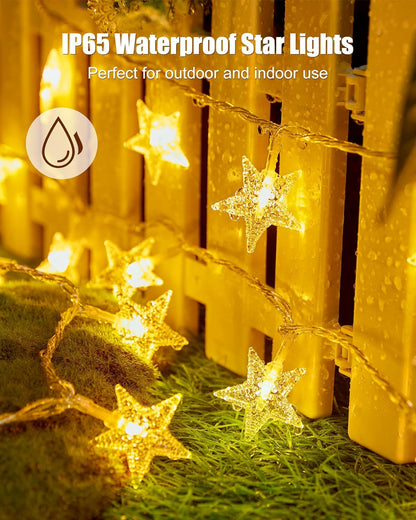 Minetom Star String Lights Battery Operated – Understated Neutral Tone Decor for Clutter-Free Living Spaces