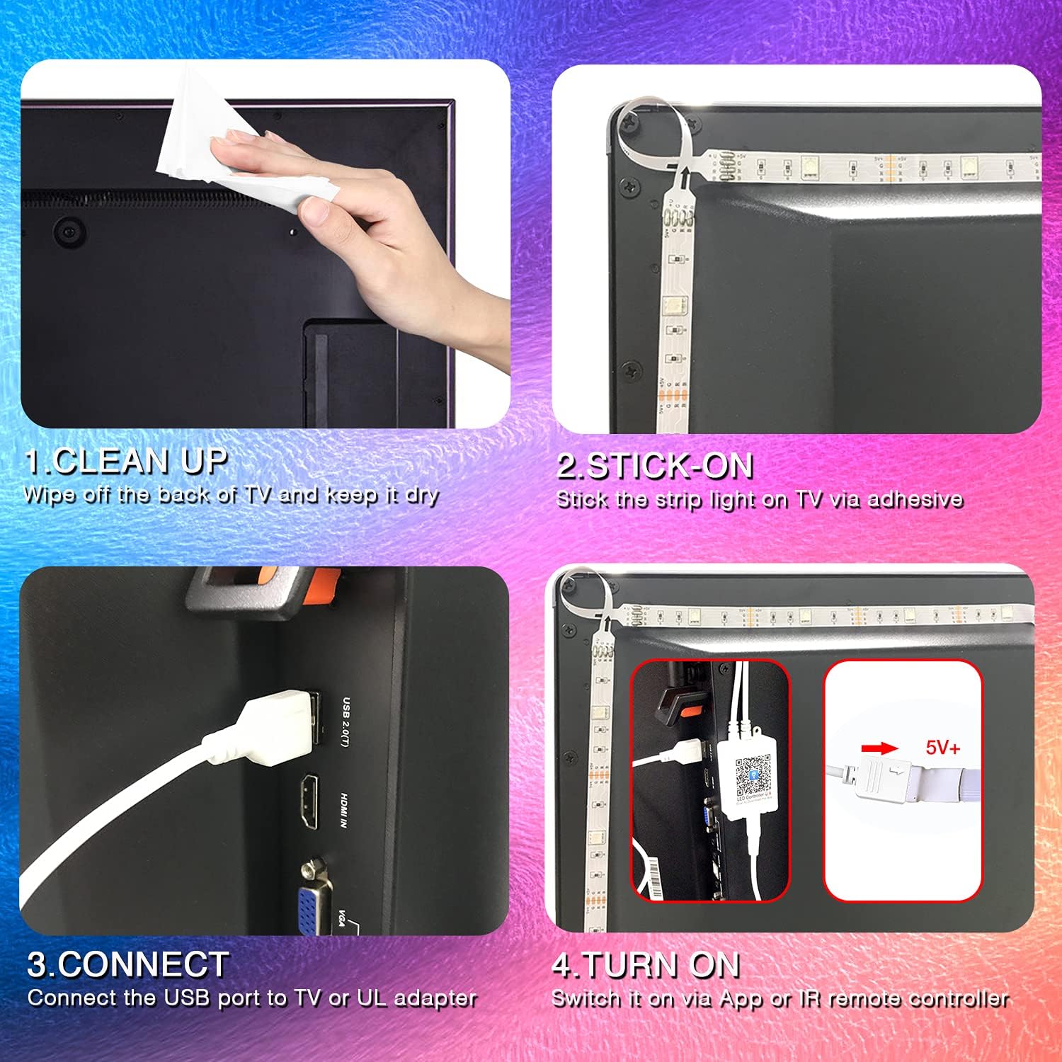 MINGER LED TV Backlight – Child-Safe, Cool-to-Touch Ambient Light for Kids' Bedroom TV