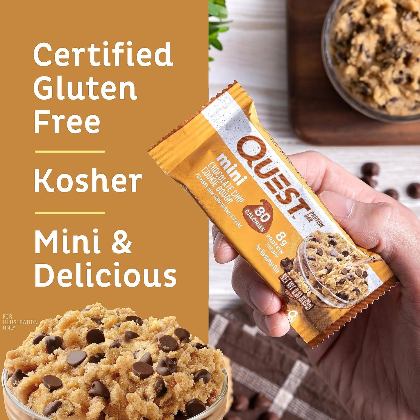 mini bite-sized bar format for built-in portion control