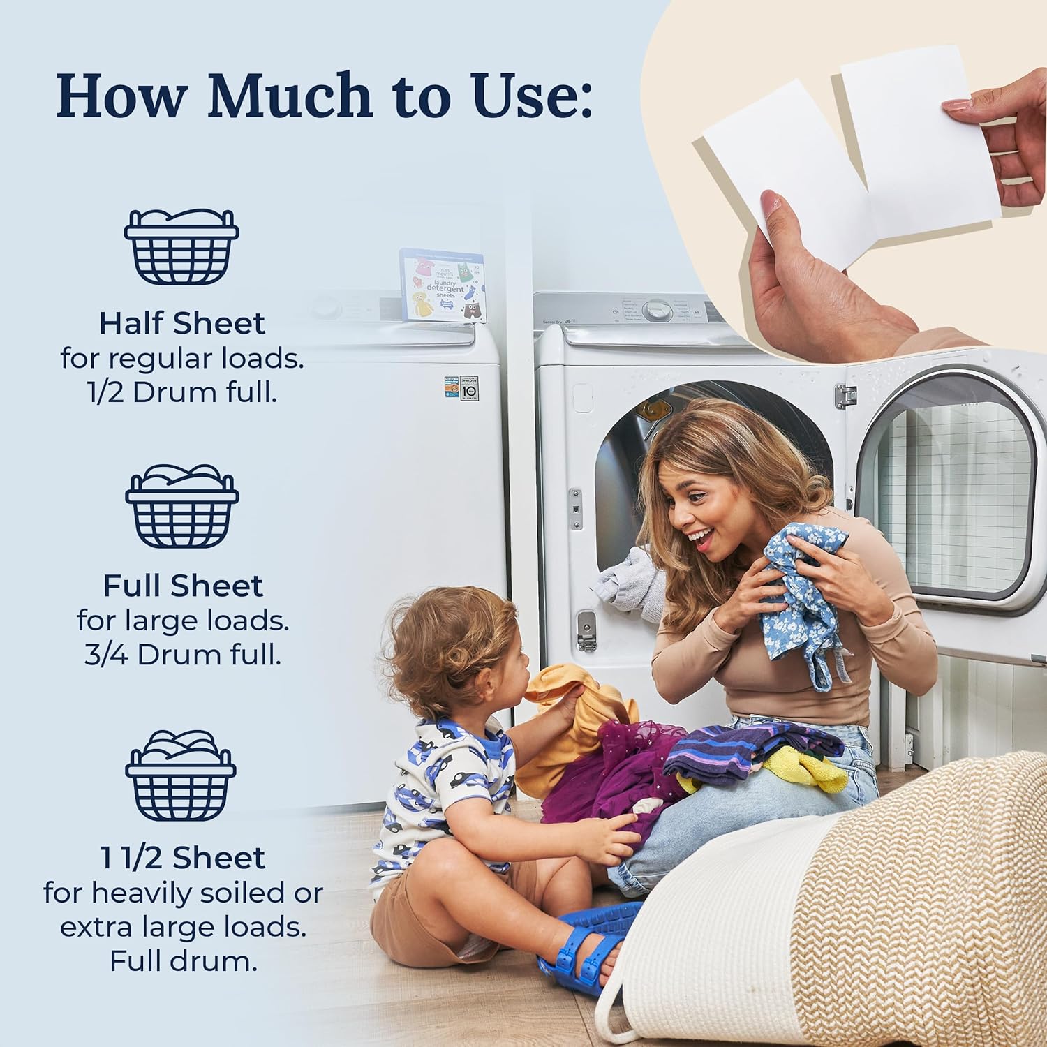Miss Mouth's Messy Eater Laundry Detergent Sheets for Babies and Toddlers, Hypoallergenic Nursery Laundry Solution