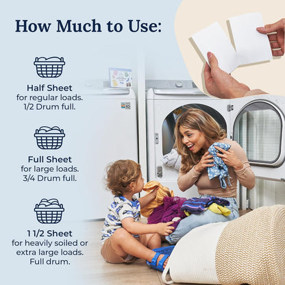 Miss Mouth's Messy Eater Laundry Detergent Sheets for Babies and Toddlers, Hypoallergenic Nursery Laundry Solution