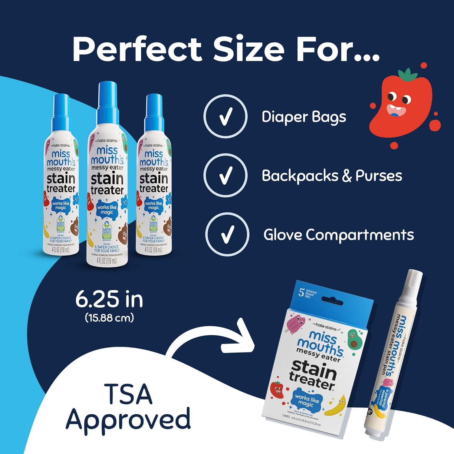 Miss Mouth's Messy Eater Stain Treater Spray – Baby-Safe Stain Remover for Nursery and Playroom Laundry