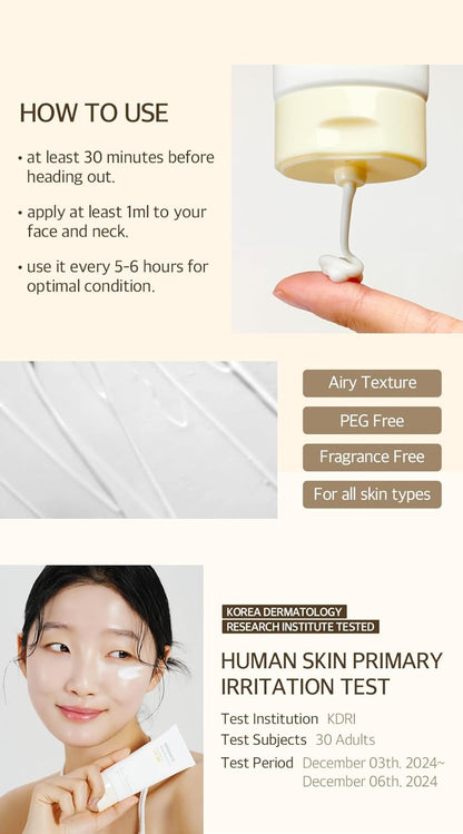 mixsoon Bean Sunscreen – Korean Skincare Birthday Gift for Her, SPF 50 No White Cast Travel Size 50ml