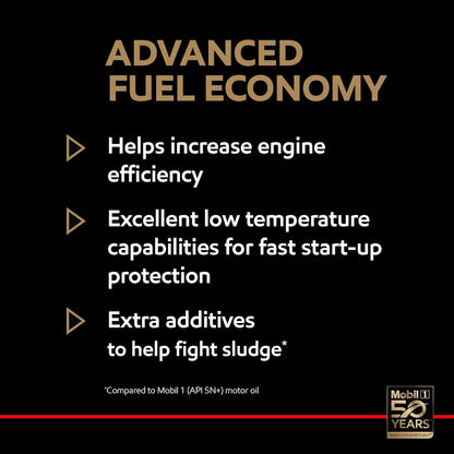 Mobil 1 Advanced Fuel Economy 0W-20 Full Synthetic Motor Oil for Towing and Outdoor Work Trucks