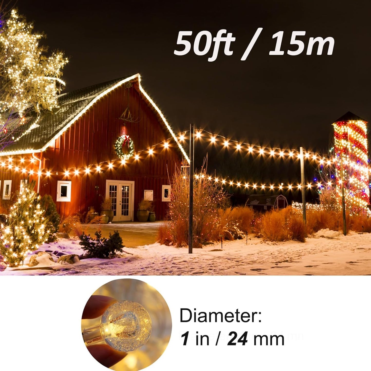 Mocalido USB Globe String Lights – 50ft Portable Camping Lights for Tent Decor and Backyard Patio Ambiance