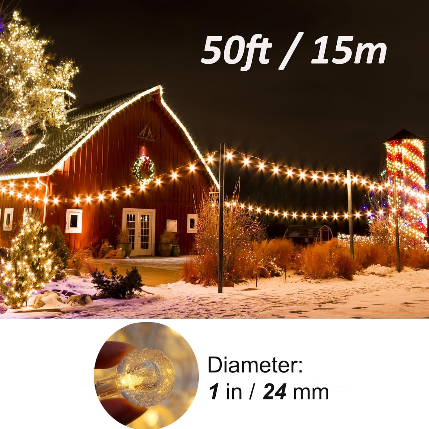 Mocalido USB Globe String Lights – 50ft Portable Camping Lights for Tent Decor and Backyard Patio Ambiance