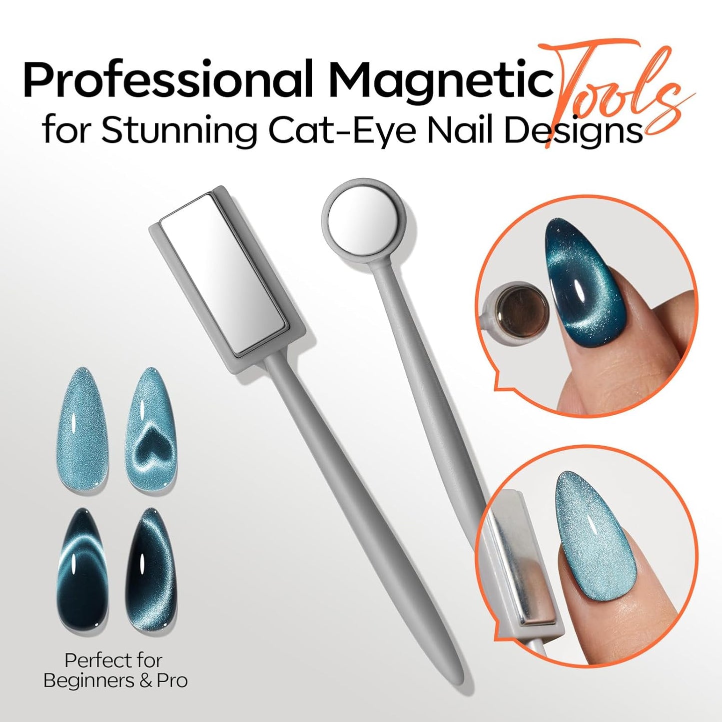 modelones Cat Eye Magnet Set – Heart French Magnetic Gel Nail Kit, Birthday Gift for Women and Mom, DIY Salon-Style Manicure at Home