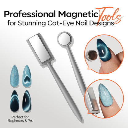 modelones Cat Eye Magnet Set – Heart French Magnetic Gel Nail Kit, Birthday Gift for Women and Mom, DIY Salon-Style Manicure at Home