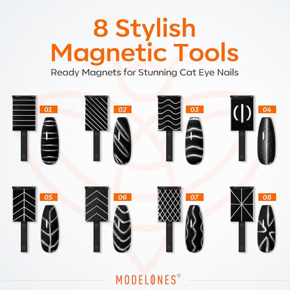 Modelones Cat Eye Magnet Set – Thoughtful Birthday Gift for Her, 15-Piece Nail Art Kit for At-Home Manicures