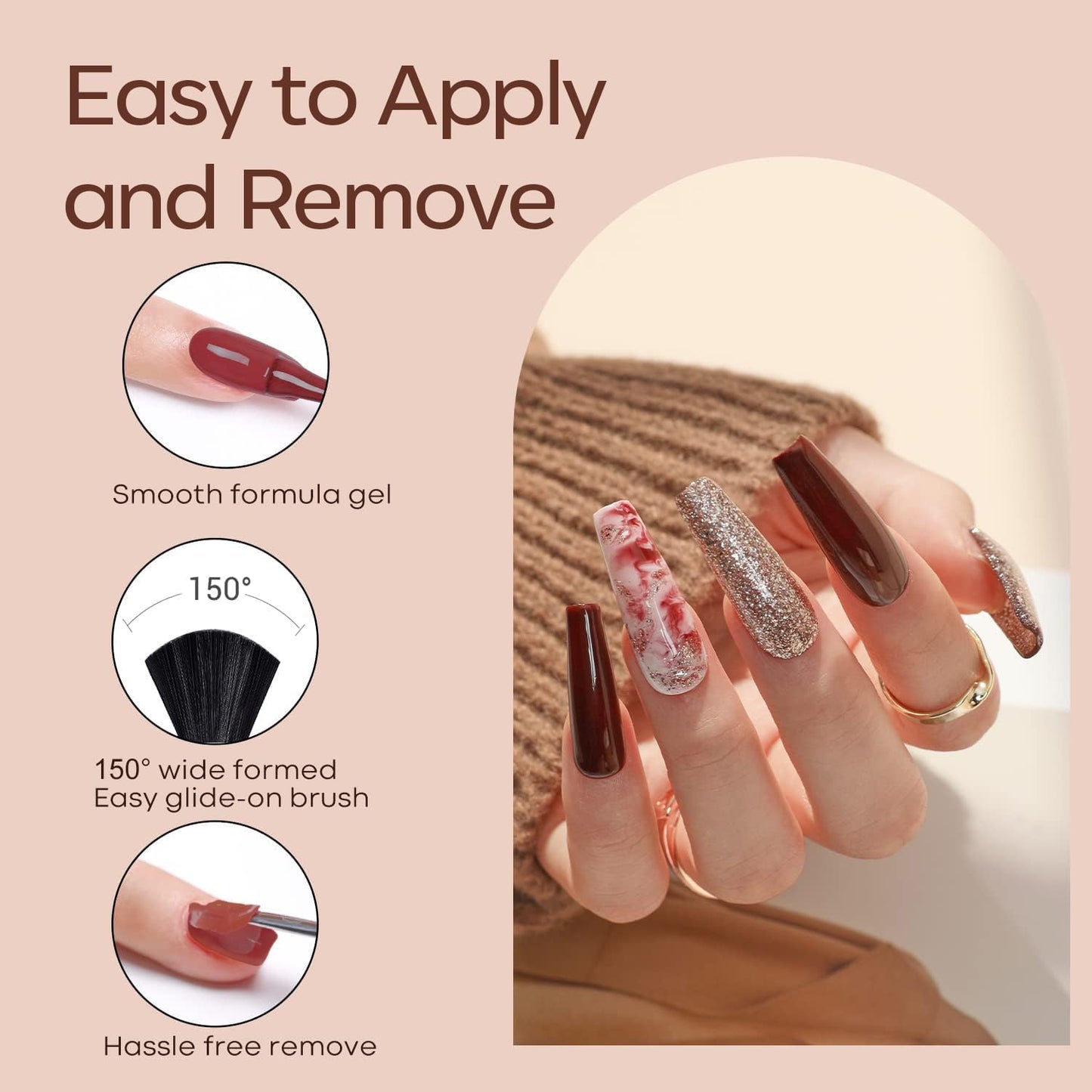 modelones Gel Nail Polish Kit – 6 Nude Pink Shades, Stylish Vanity Decor and At-Home Manicure Set for the Bedroom