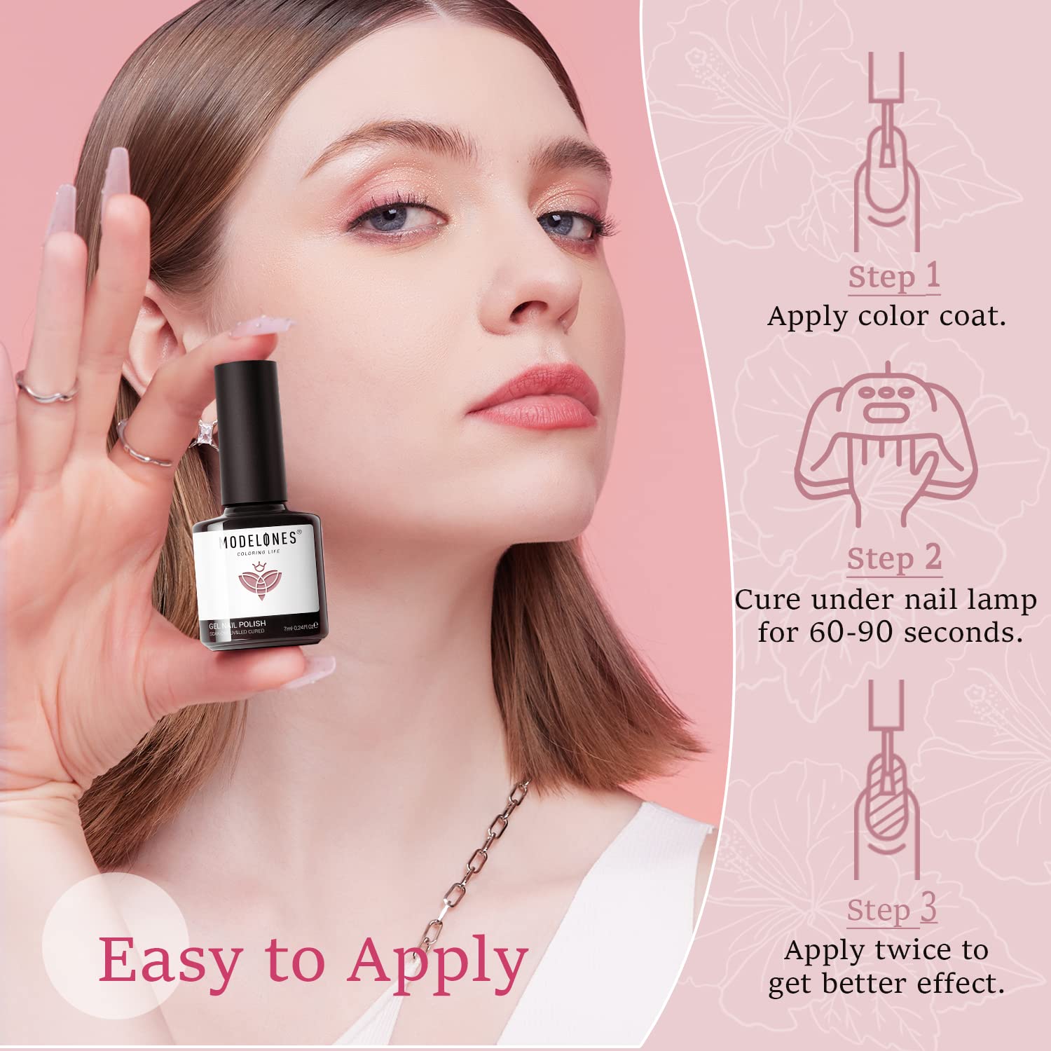 modelones Gel Nail Polish Set – Nude Pink 6-Color Gift Set for Her, Soak-Off LED Starter Kit for Birthday, Mother’s Day & Valentine’s Day