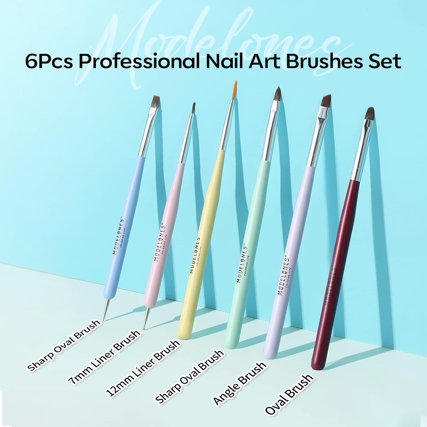 Modelones Nail Art Brush Set — Christmas Gift for Women Who Love DIY Manicures, 6-Piece Professional Gel & Extension Kit