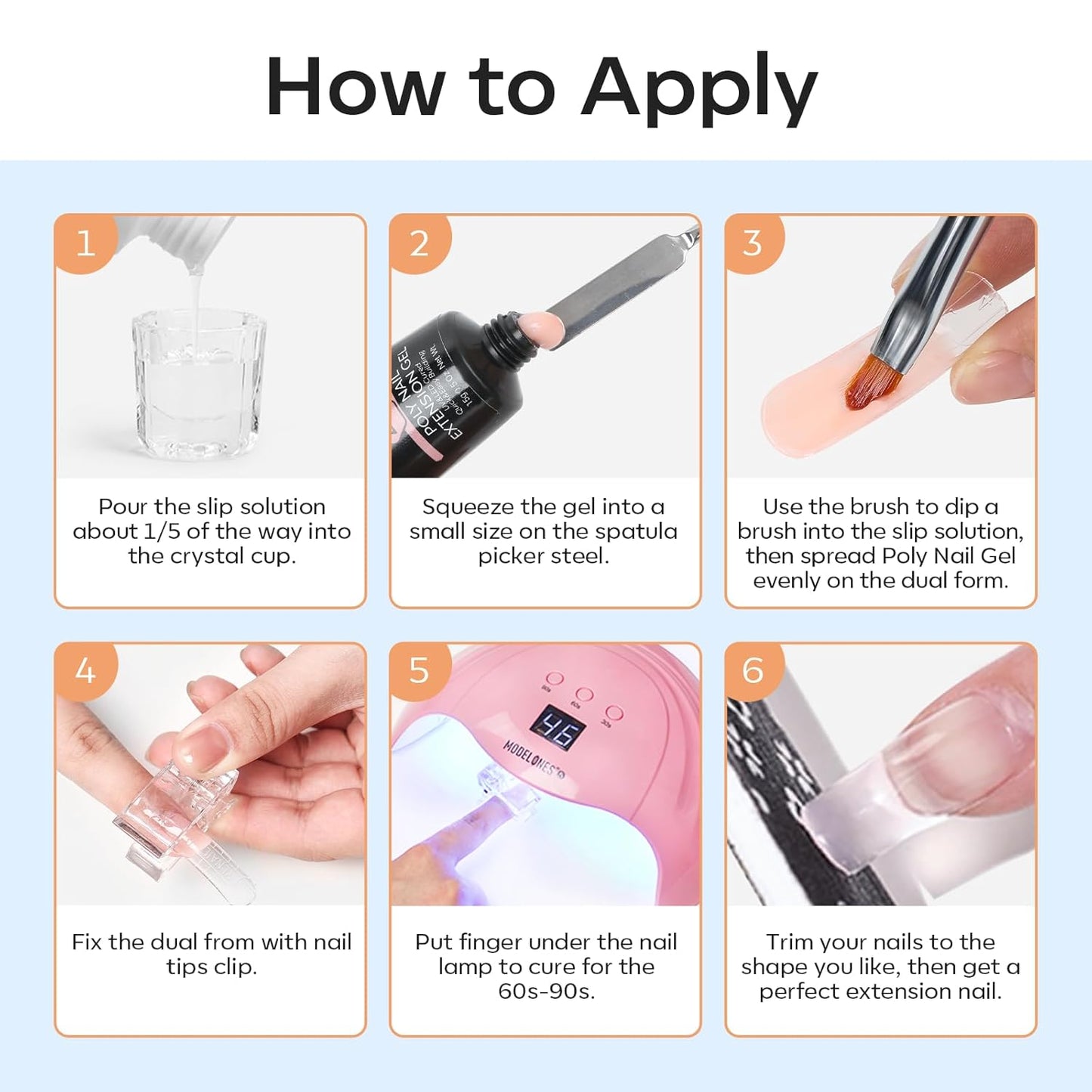 Modelones Poly Gel Slip Solution Bottle – All-in-One Beginner Manicure Tool Kit for Bedroom Vanity Nail Practice