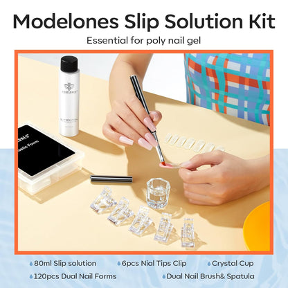 Modelones Poly Gel Slip Solution – Single-Bottle Minimalist Nail Kit for Clean Vanity Setups