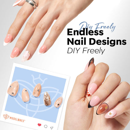 modelones Short Almond Nail Tips – Salon Workflow Upgrade for Nail Technicians, 360 Pre-Etched Tips in 15 Sizes