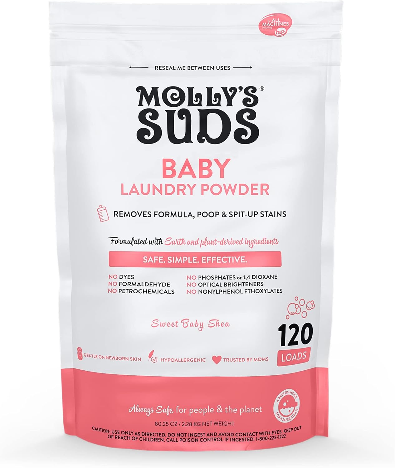 Molly's Suds Baby Laundry Detergent Powder – Safe Newborn Laundry for Nursery, Playroom, and Kids' Clothing
