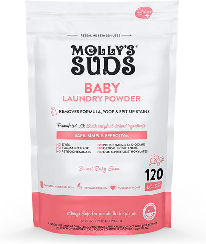Molly's Suds Baby Laundry Detergent Powder – Safe Newborn Laundry for Nursery, Playroom, and Kids' Clothing
