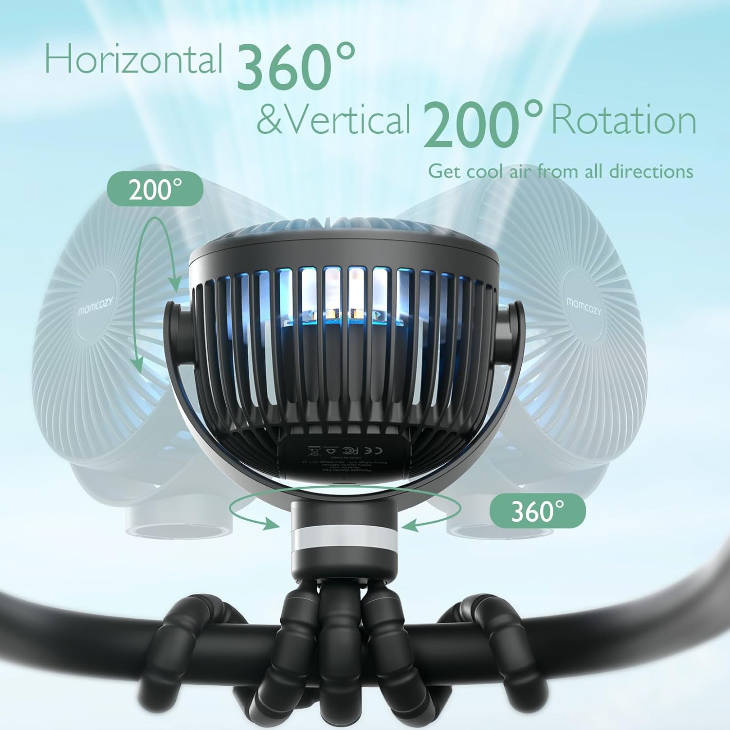 Momcozy Portable Stroller Fan – Baby-Safe Cooling for Nursery, Crib & Playroom with Finger-Safe Blades