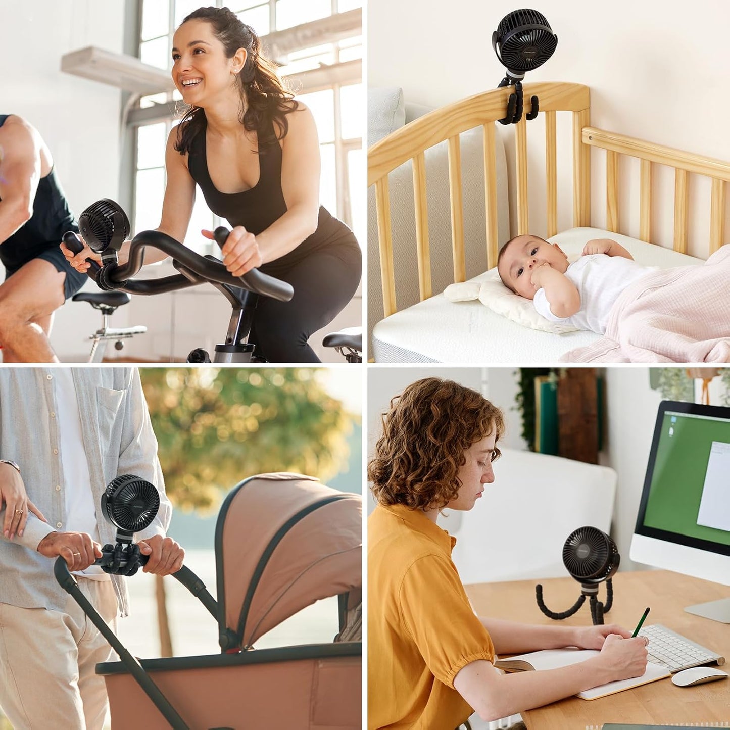 Momcozy Portable Stroller Fan – Baby-Safe Cooling for Nursery, Crib & Playroom with Finger-Safe Blades