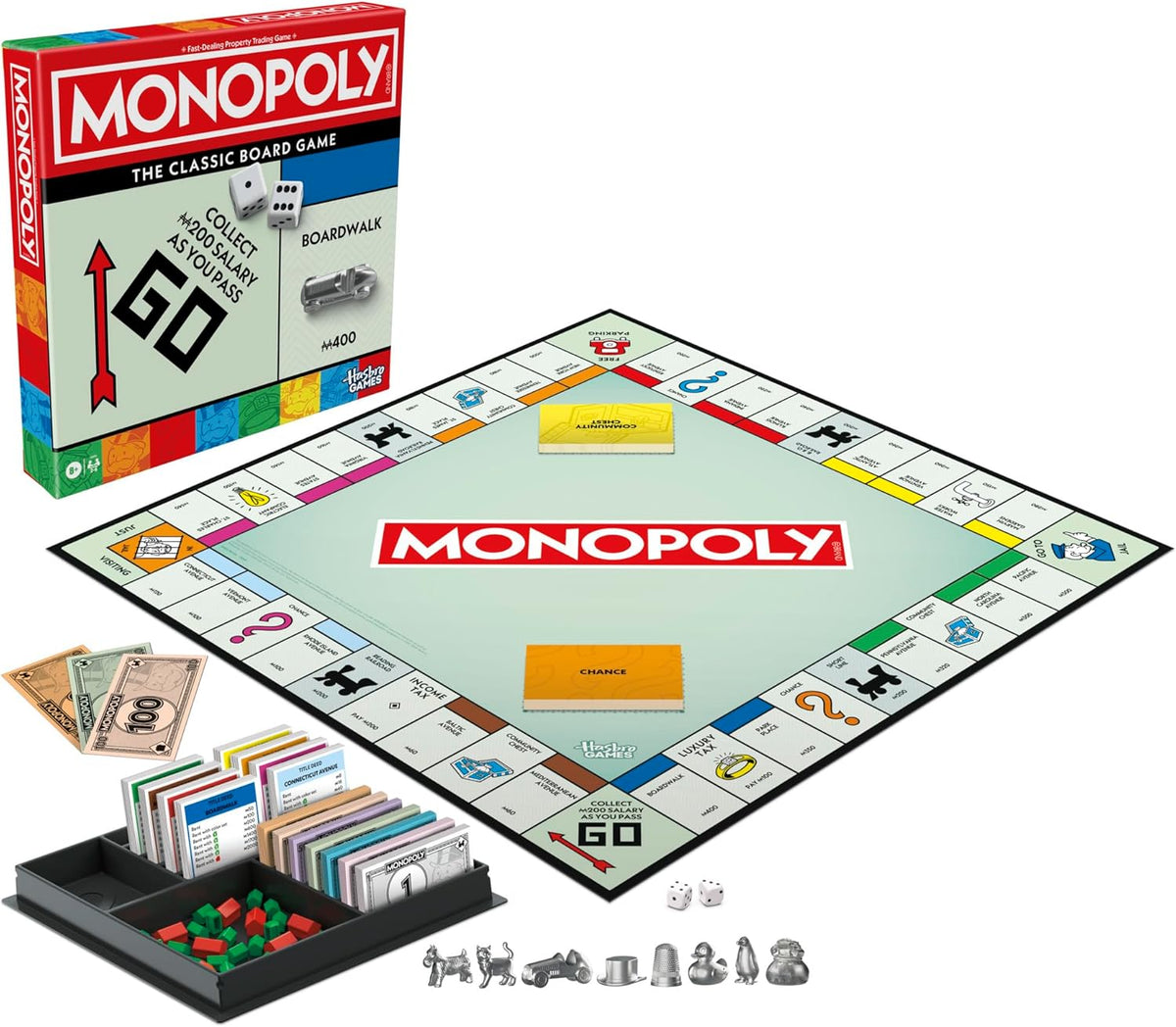 Monopoly Game by Hasbro – Kid-Friendly Classic Board Game for Family Game Night, No Learning Curve, Ages 8+