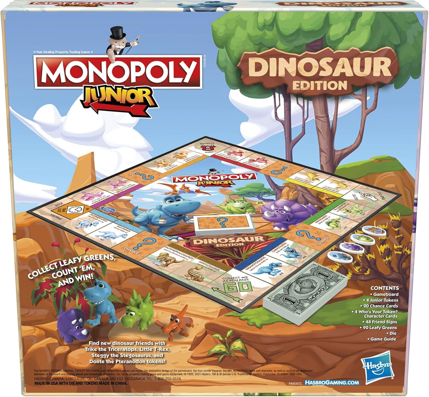 Monopoly Junior Dinosaur Board Game, Birthday Gift for Kids Ages 5+ Who Love Dinosaurs