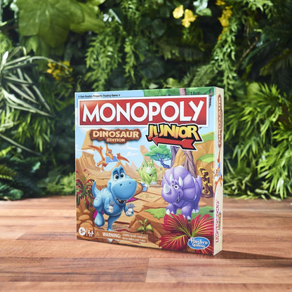 Monopoly Junior Dinosaur Board Game, Birthday Gift for Kids Ages 5+ Who Love Dinosaurs