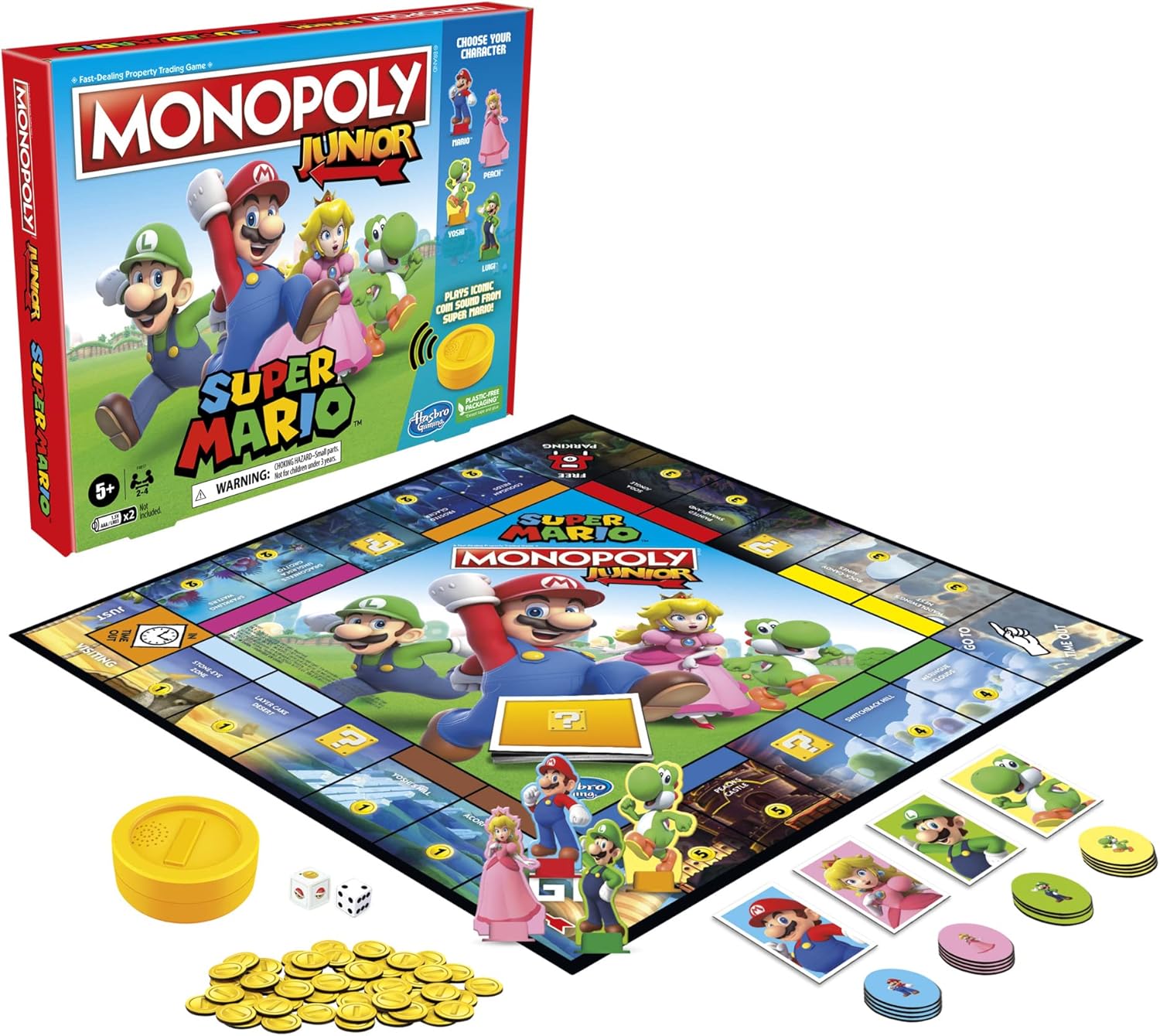 Monopoly Junior Super Mario Edition Board Game – Child-Friendly Family Game for Playdates and Nursery Fun, Ages 5+