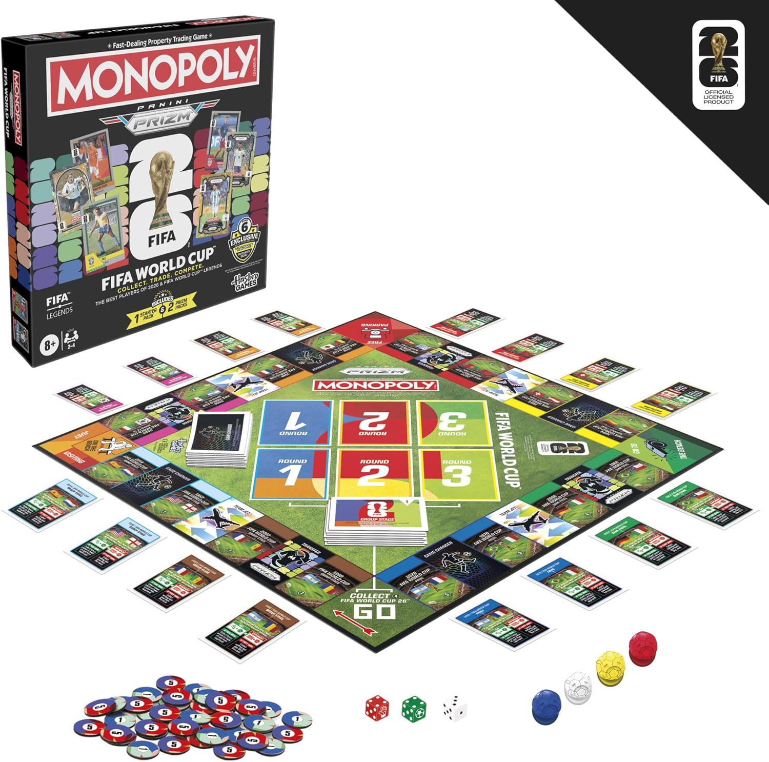 Monopoly Panini Prizm: FIFA World Cup Board Game – Top Birthday Gift for Soccer-Obsessed Tweens Who Collect Panini Cards