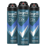 Degree Men Cool Rush Dry Spray Antiperspirant 3-Pack – 72-Hour Outdoor Odor Protection for Camping, Patio, and Trail Days