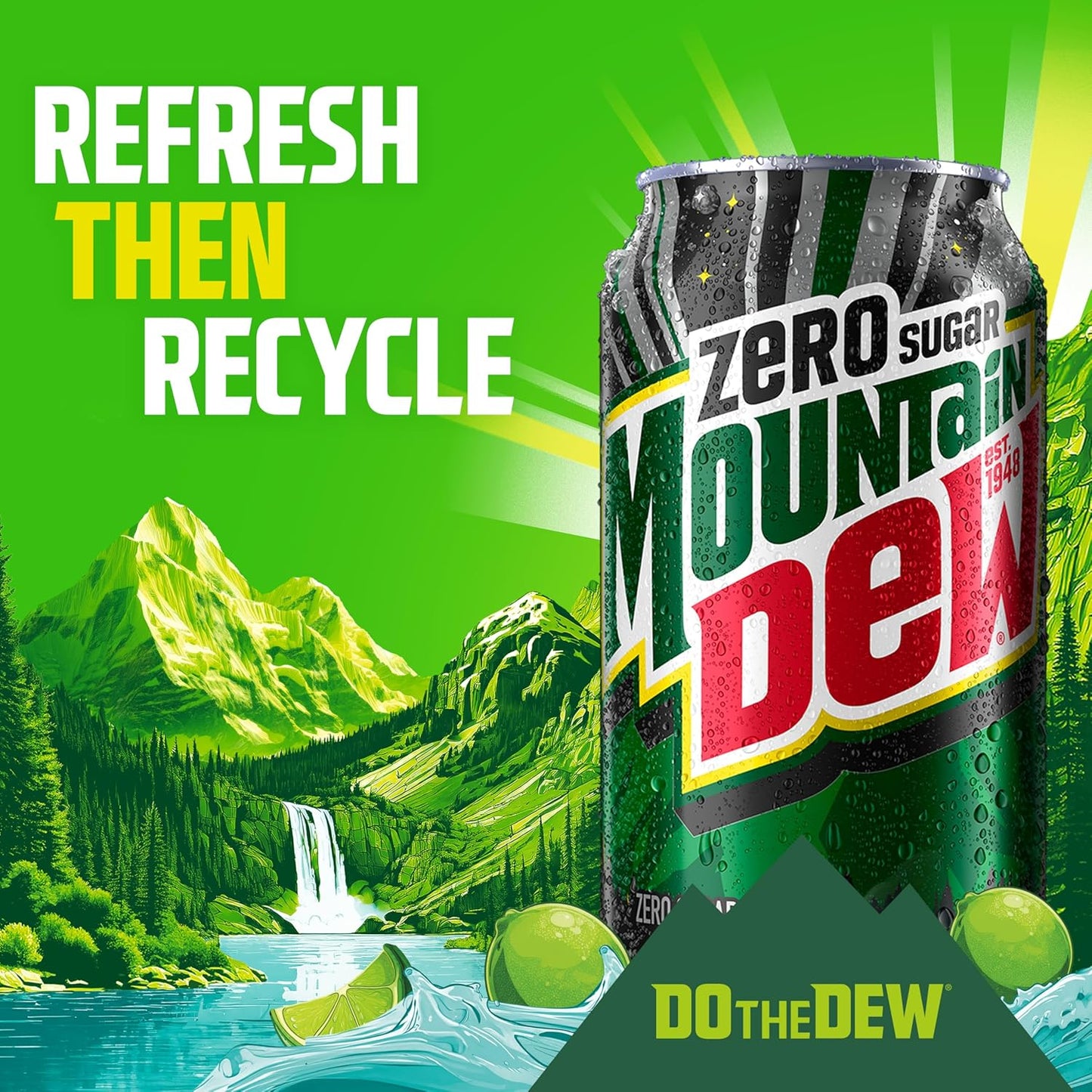 Mountain Dew Zero Sugar Soda – Family-Safe Sugar-Free Citrus Cans for Dorm Room Snack Stash, 12 Pack