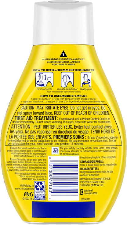 Mr. Clean Clean Freak Cleaning Mist – Quick Wipe-Down for Home Office Desks and Study Counters, Lemon Zest