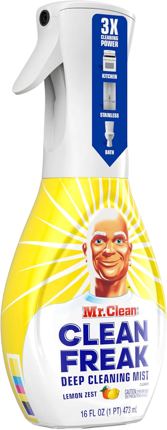 Mr. Clean Clean Freak Cleaning Mist – Quick Wipe-Down for Home Office Desks and Study Counters, Lemon Zest