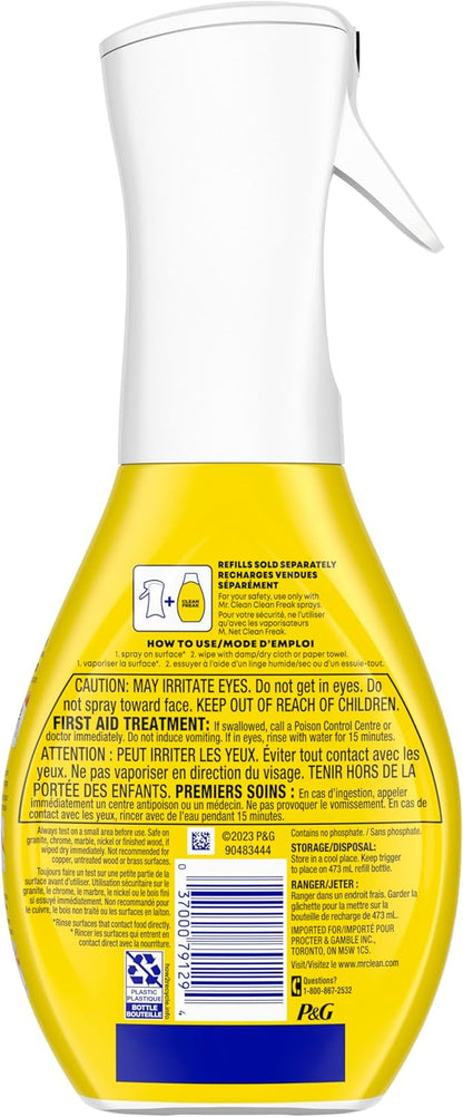 Mr. Clean Clean Freak Cleaning Mist – Quick Wipe-Down for Home Office Desks and Study Counters, Lemon Zest