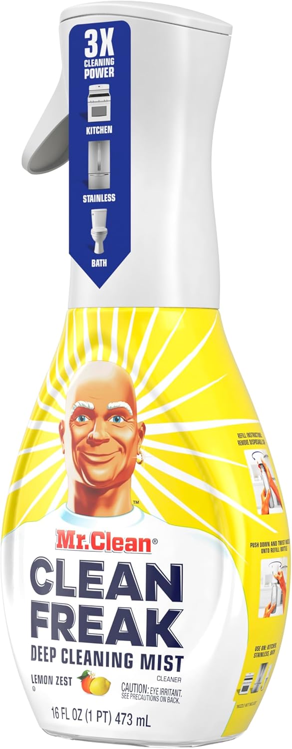 Mr. Clean Clean Freak Cleaning Mist – Quick Wipe-Down for Home Office Desks and Study Counters, Lemon Zest