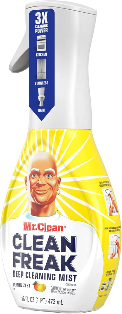 Mr. Clean Clean Freak Cleaning Mist – Quick Wipe-Down for Home Office Desks and Study Counters, Lemon Zest