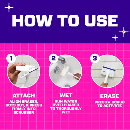 Mr. Clean Magic Eraser Shower & Tub Scrubber for Busy Professionals, Soap Scum and Hard-Water Stain Remover for Master and Guest Bathrooms
