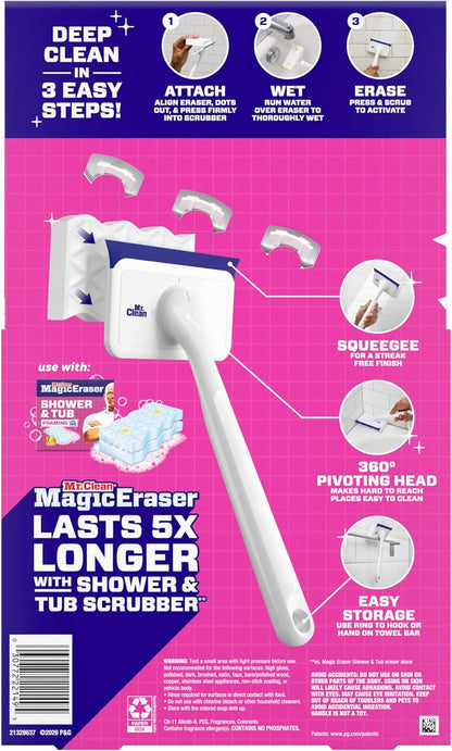 Mr. Clean Magic Eraser Shower & Tub Scrubber for Busy Professionals, Soap Scum and Hard-Water Stain Remover for Master and Guest Bathrooms